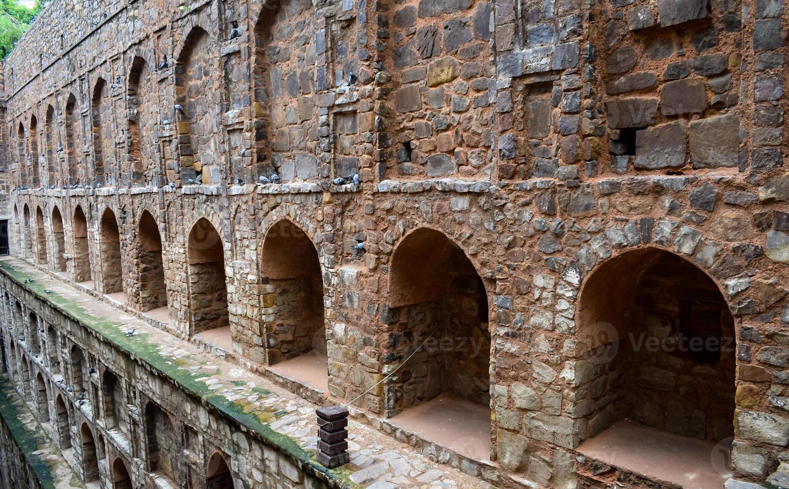 Agrasen Ki Baoli Step Well situated in the middle of Connaught placed New Delhi India, Old Ancient archaeology Construction photo