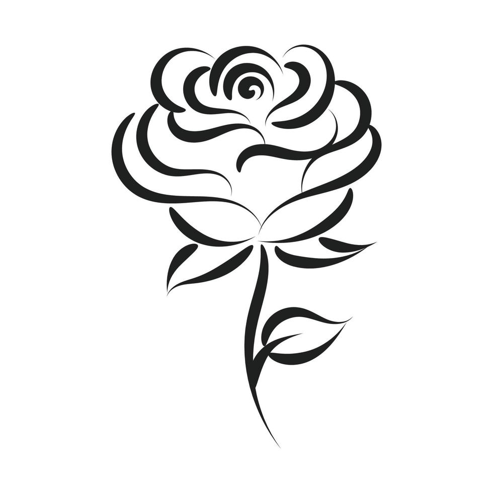 imagen vectorial rosa. tatuaje de arte lineal. vector