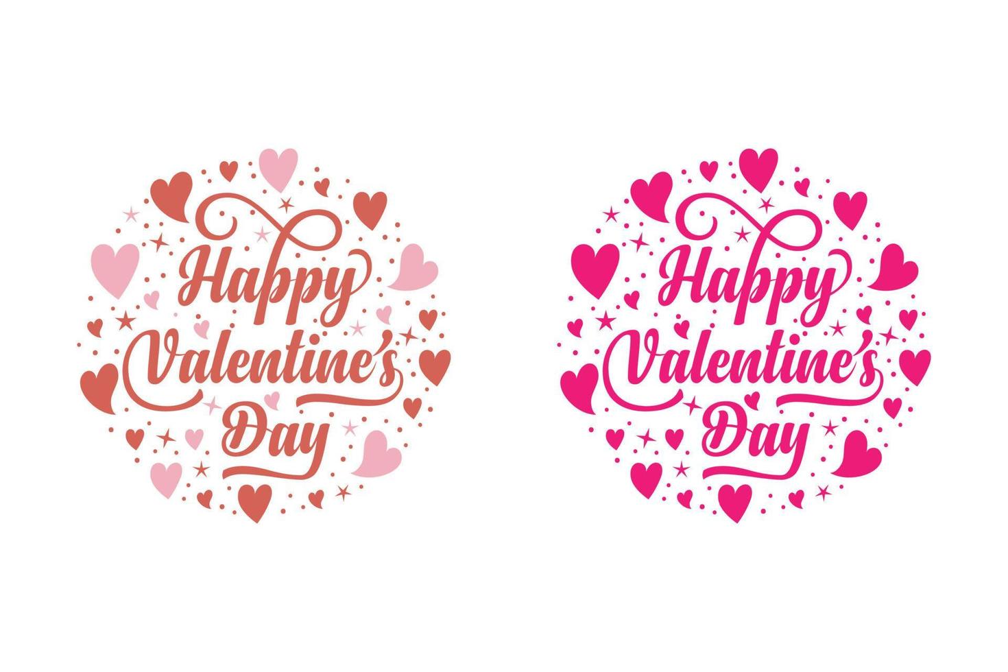 letras de texto de feliz día de san valentín. diseño caligráfico para tarjetas impresas, pancartas, carteles, camisetas y tazas.letras para el día de san valentín con ilustración de vector de forma de corazón