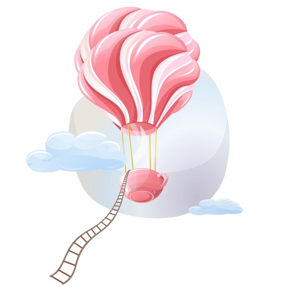 A vector image with a balloon in the form of a marshmallow and a cup in pink, which has a deep meaning