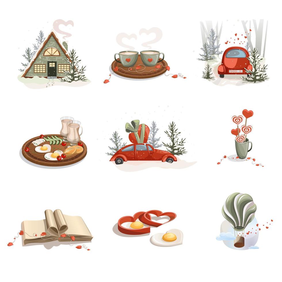 Vector set for Valentine's day. Symbol of family unity and healthy family relationships