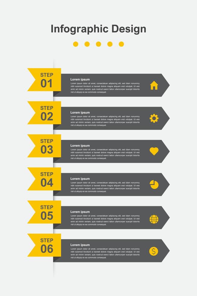 plantilla de infografía empresarial abstracta de seis pasos vector