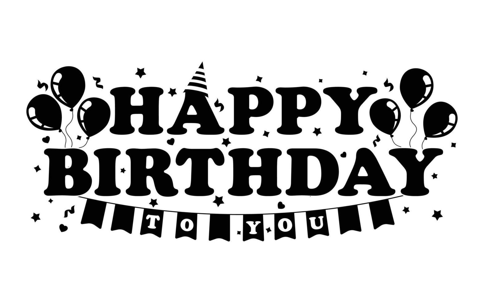 Happy Birthday typography or Calligraphy lettering with balloons vector