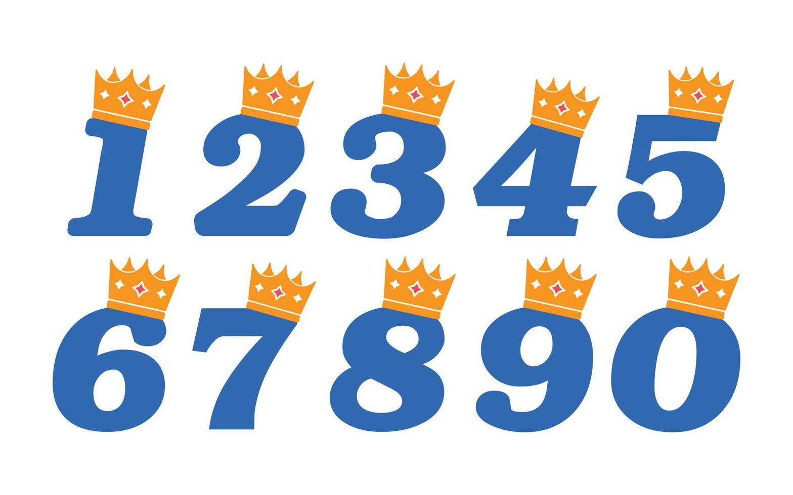 Happy Birthday numbers set lettering with Crown vector