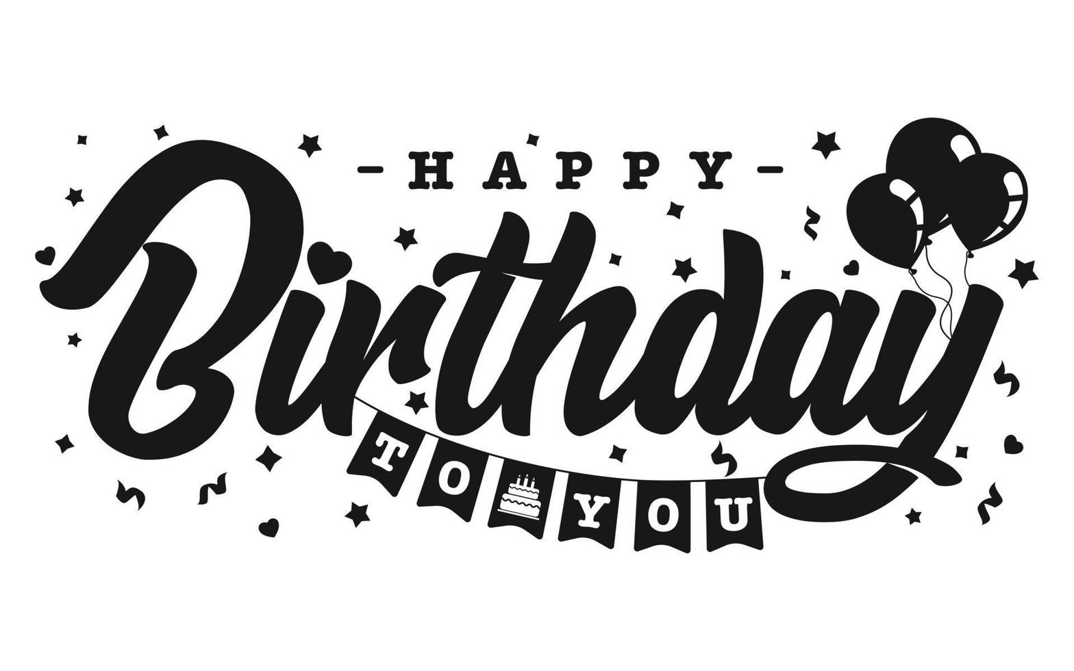 Happy Birthday typography or Calligraphy lettering with balloons vector