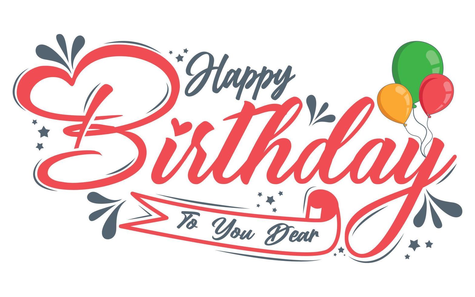 Happy Birthday typography or Calligraphy lettering with balloons vector