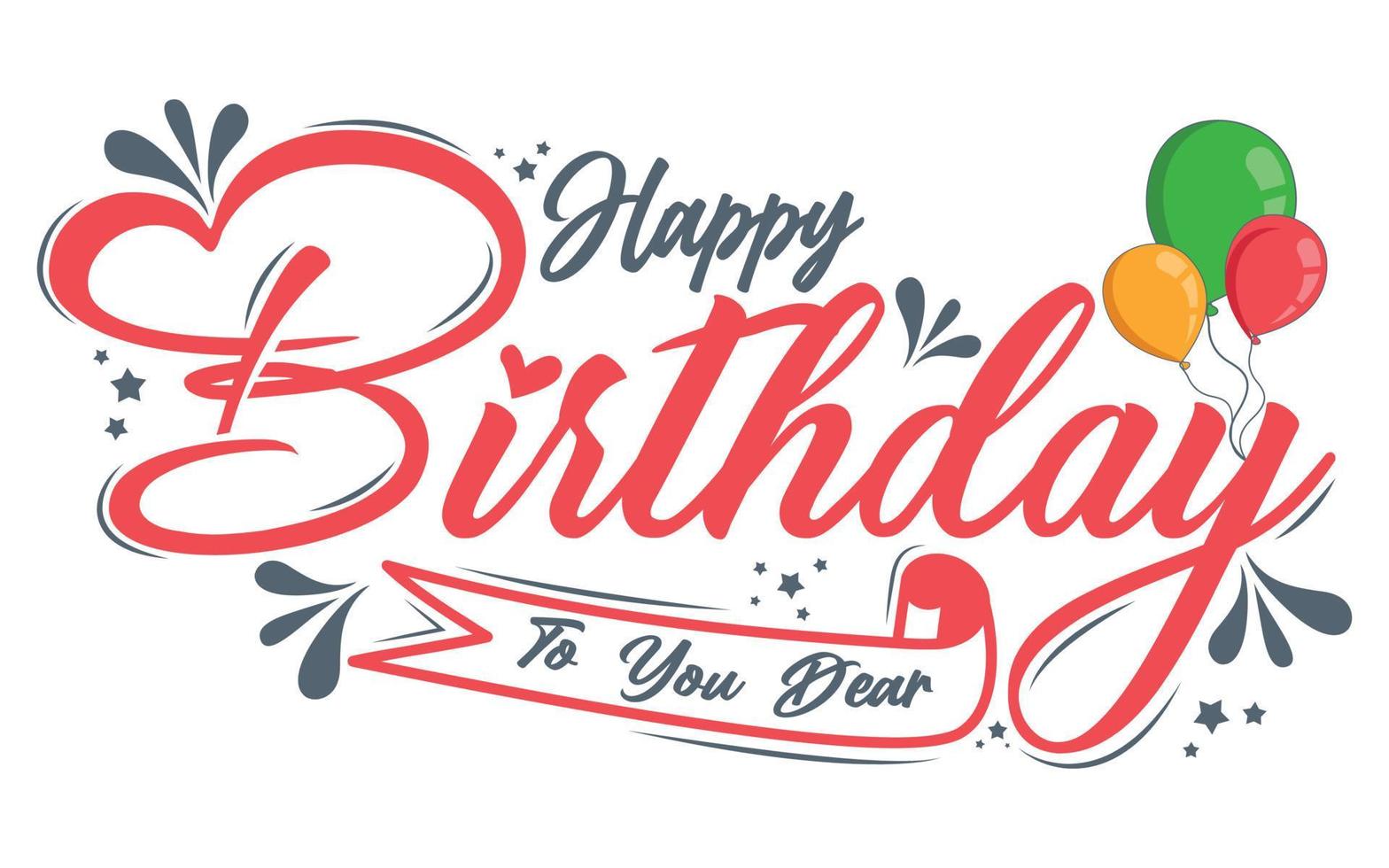 tipografía de feliz cumpleaños o letras de caligrafía con globos vector