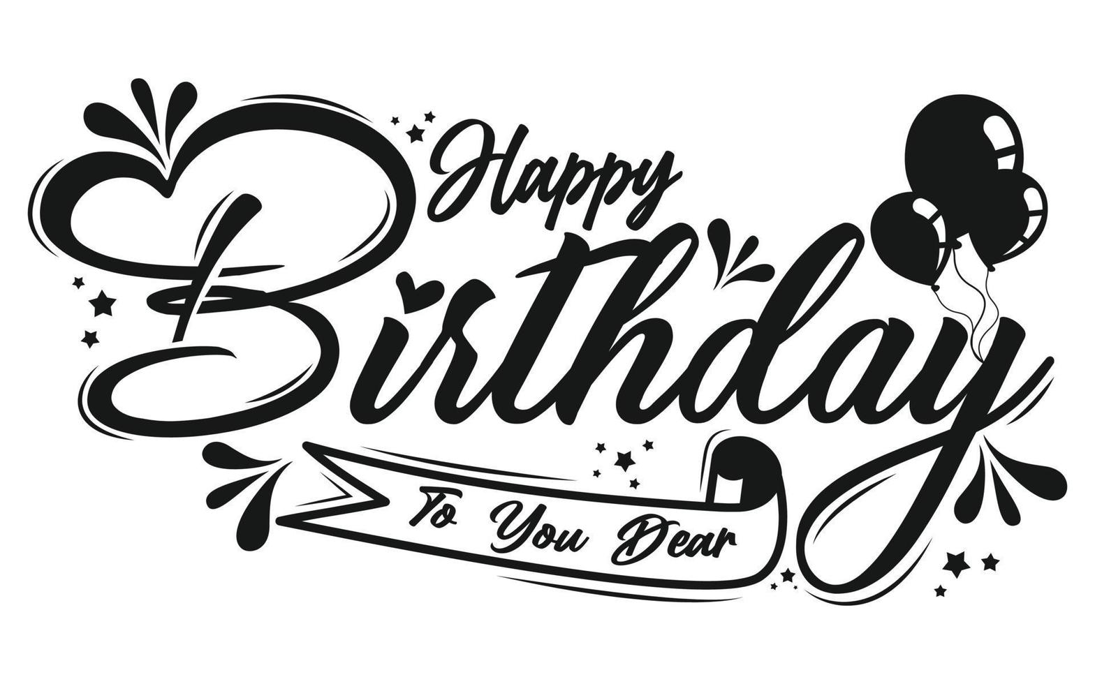 Happy Birthday typography or Calligraphy lettering with balloons vector