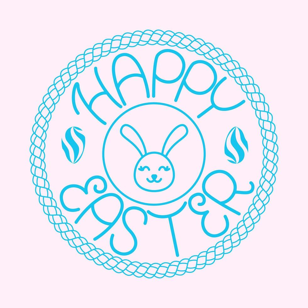 Cute Easter stamp with a silhouette of a rabbit's head. Inside the die is the inscription Happy Easter. Great for logo, sticker, print, social media. Vector illustration