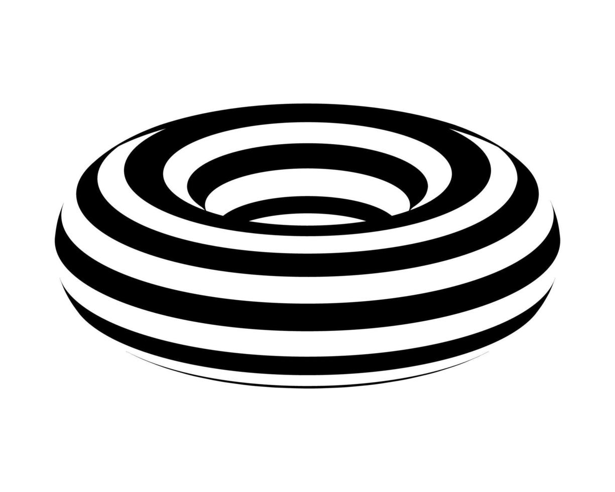 3d black optical illusion donut spiral vector art