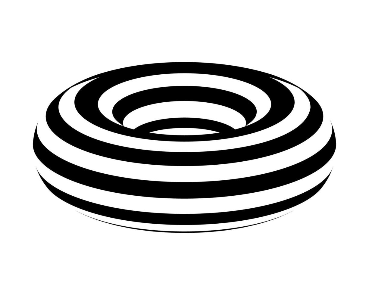 3d black optical illusion donut spiral vector art