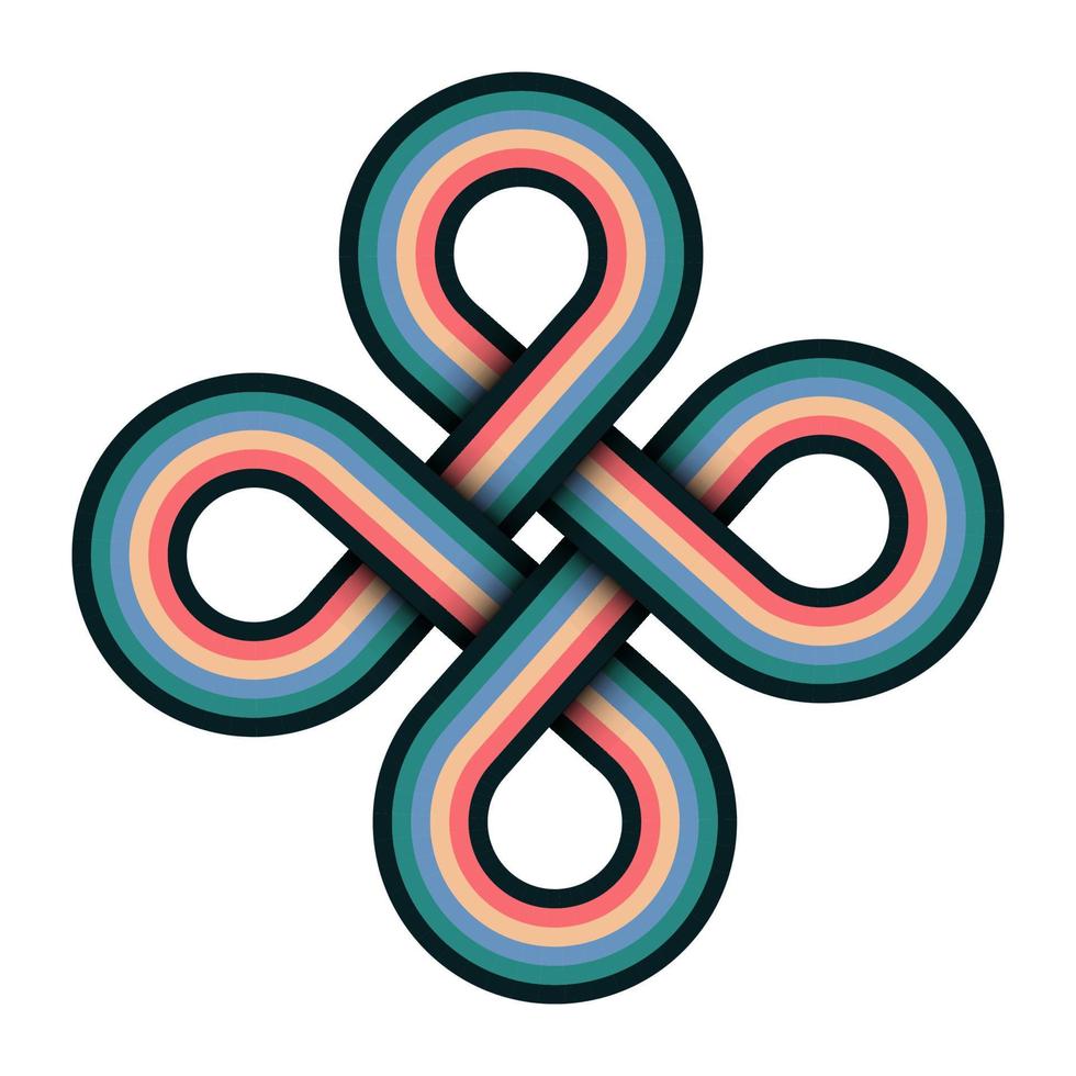 Multicolor celtic knot vector illustration. Colorful infinity loop logo design.