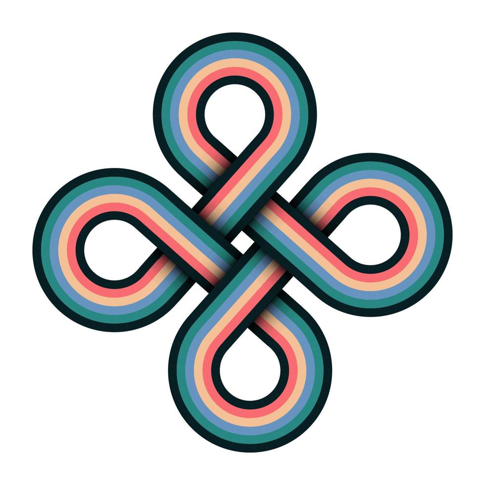 Multicolor celtic knot vector illustration. Colorful infinity loop logo design.