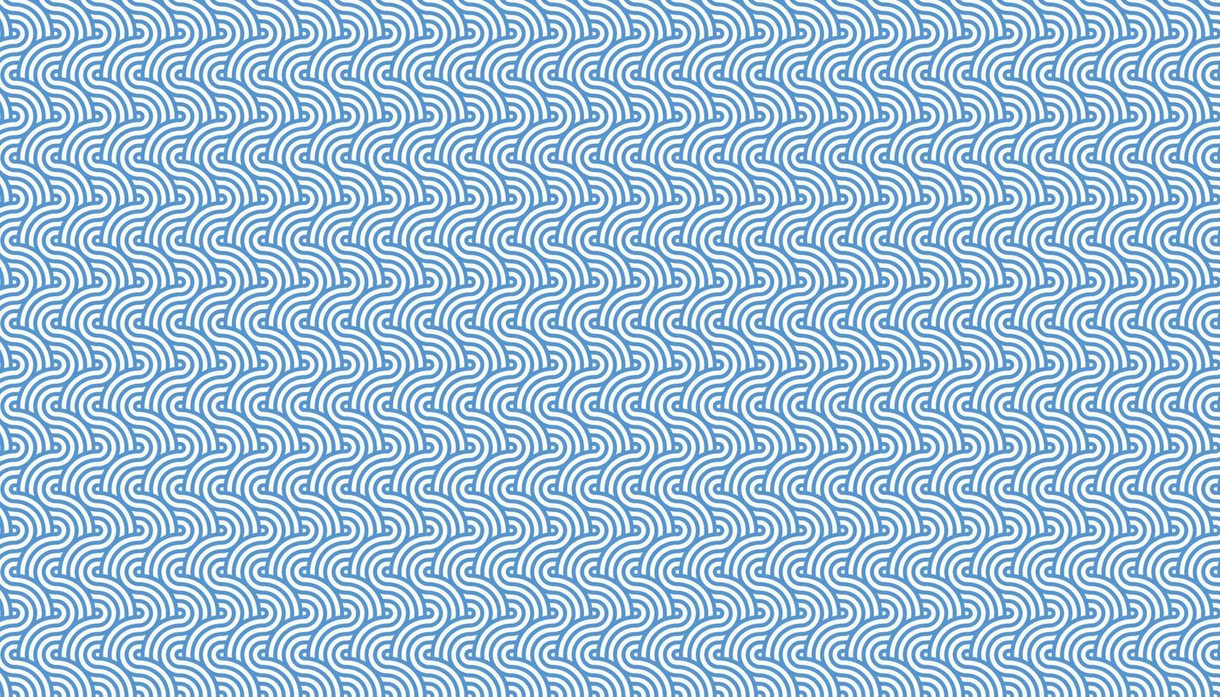 Blue and white curly japanese wave seamless pattern. Overlapping circles wave vector background.