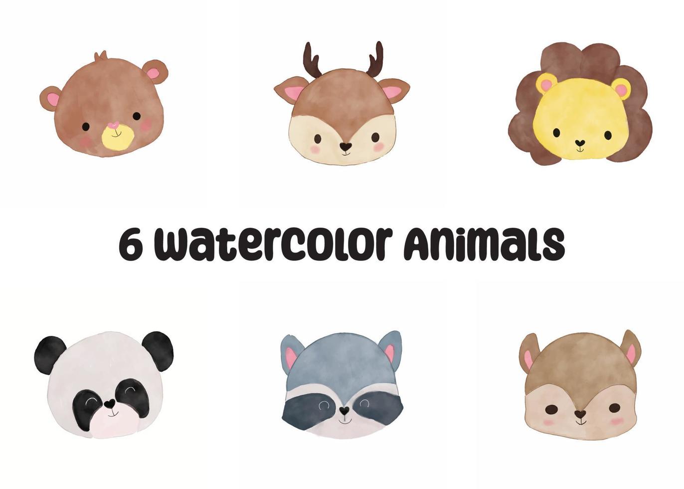 the animals head watercolor vector