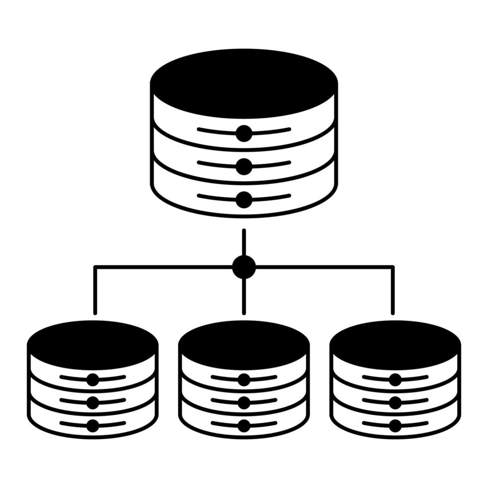 icono de base de datos distribuida, adecuado para una amplia gama de proyectos creativos digitales. vector