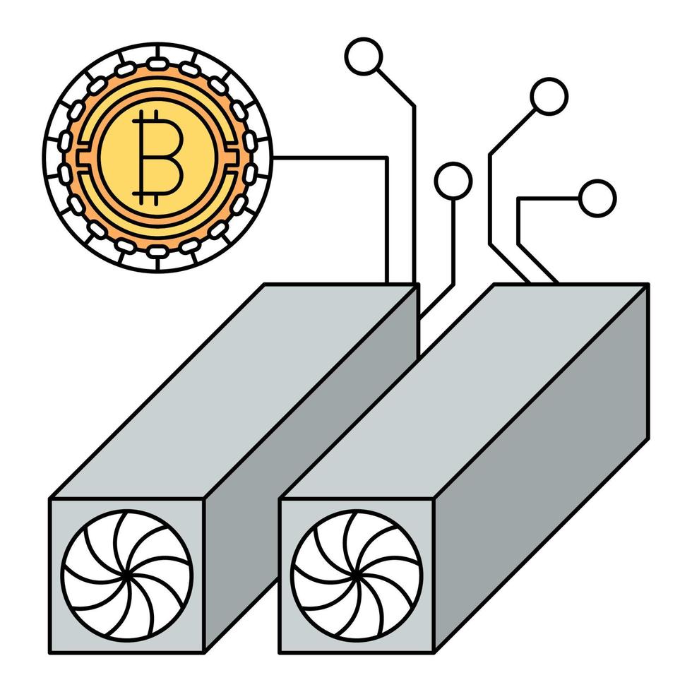 mining bitcoin icon, suitable for a wide range of digital creative projects. vector