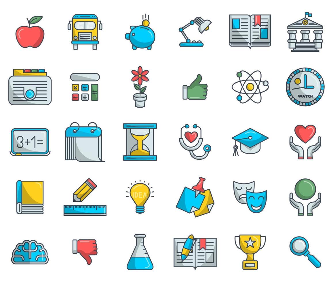 íconos escolares, adecuados para una amplia gama de proyectos creativos digitales. vector