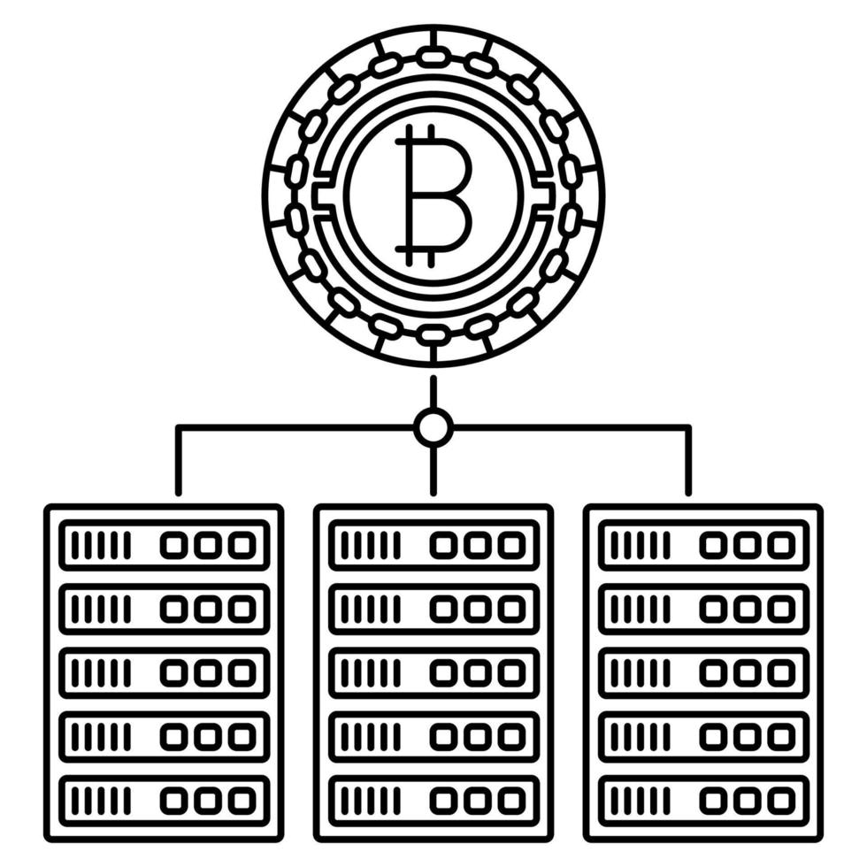 icono de servidores blockchain, adecuado para una amplia gama de proyectos creativos digitales. vector