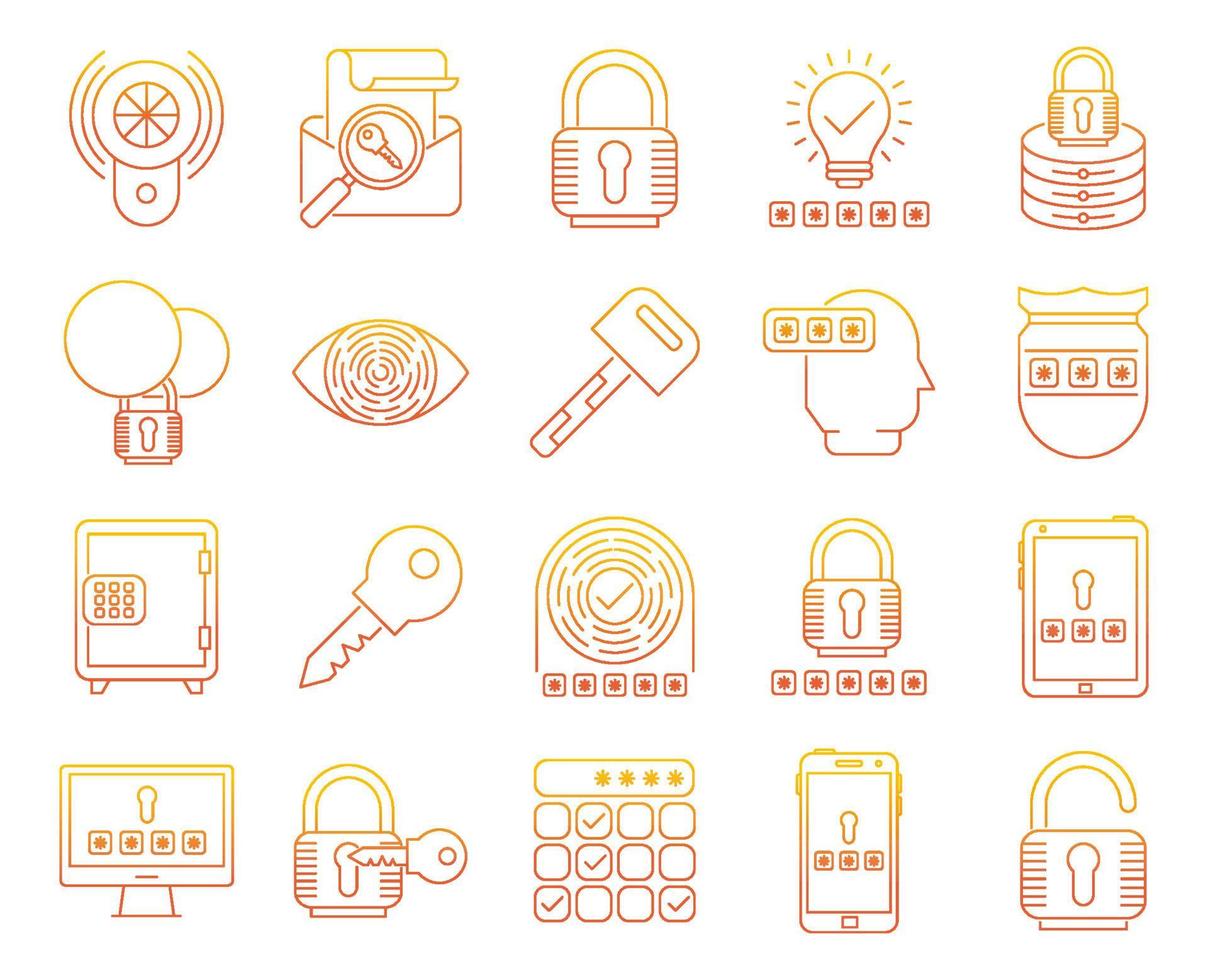 iconos de contraseña y seguridad, adecuados para una amplia gama de proyectos creativos digitales. vector