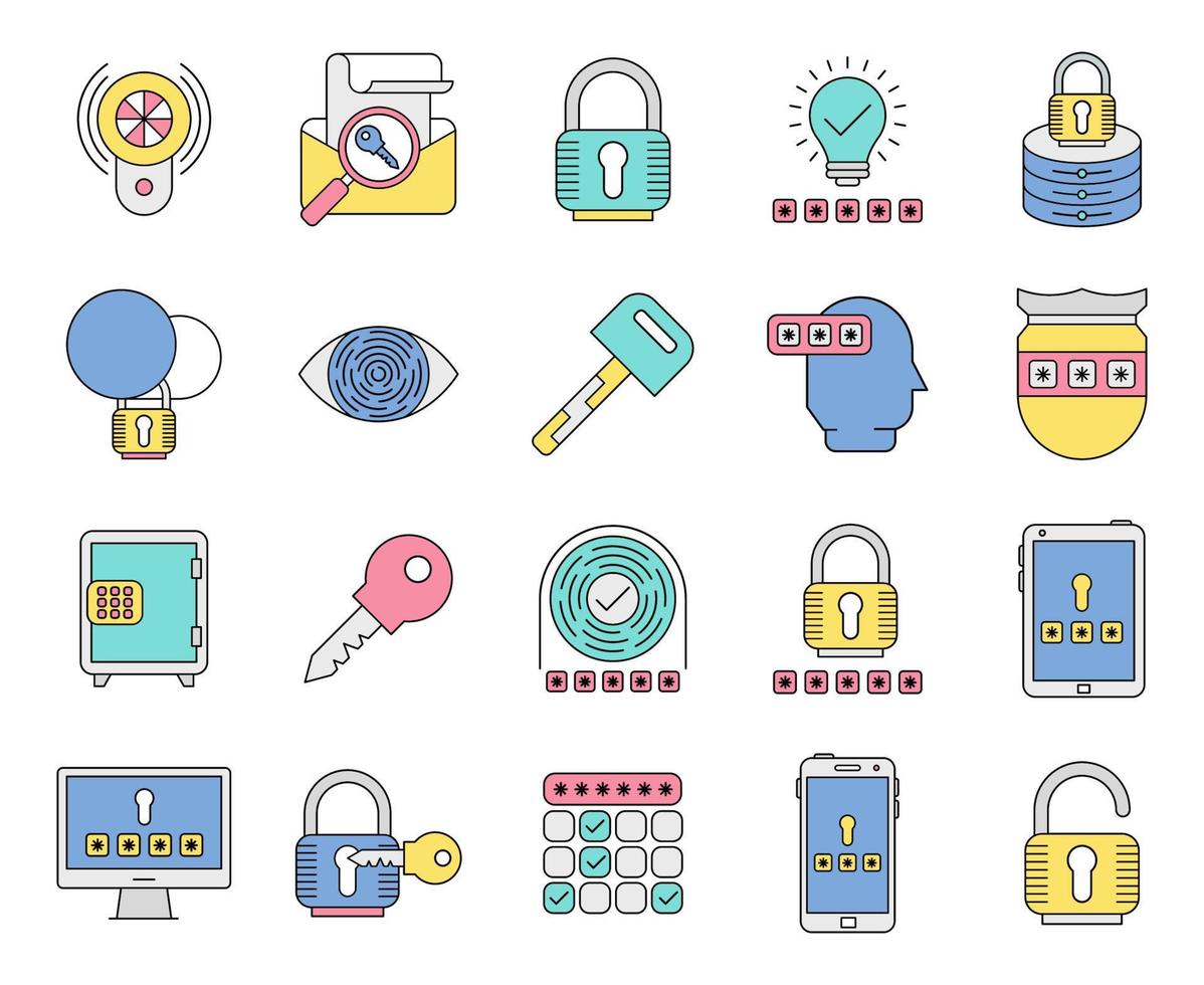 Password and Security icons, suitable for a wide range of digital creative projects. vector