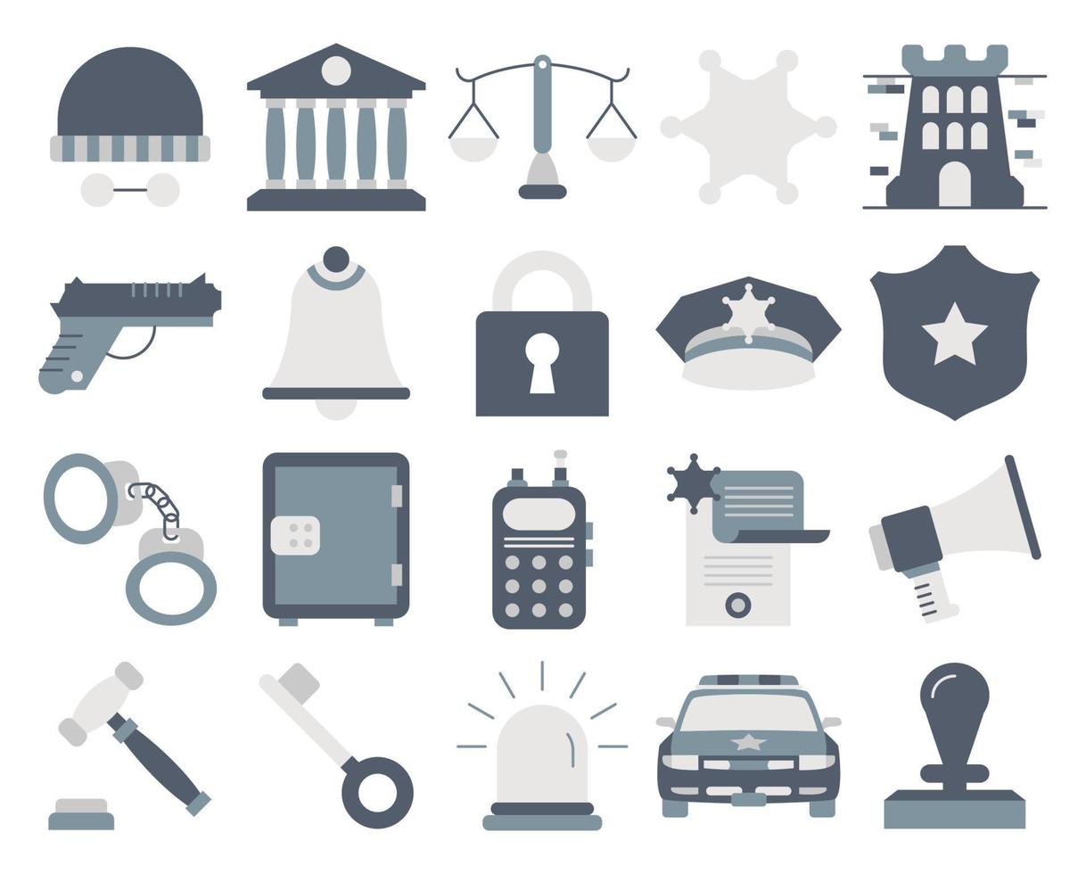 íconos de la ley y la policía, adecuados para una amplia gama de proyectos creativos digitales. vector
