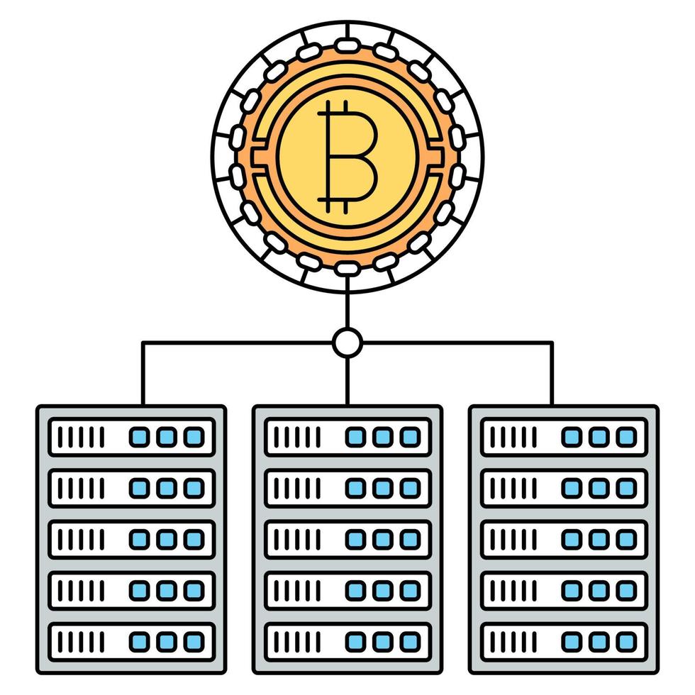 icono de servidores blockchain, adecuado para una amplia gama de proyectos creativos digitales. vector