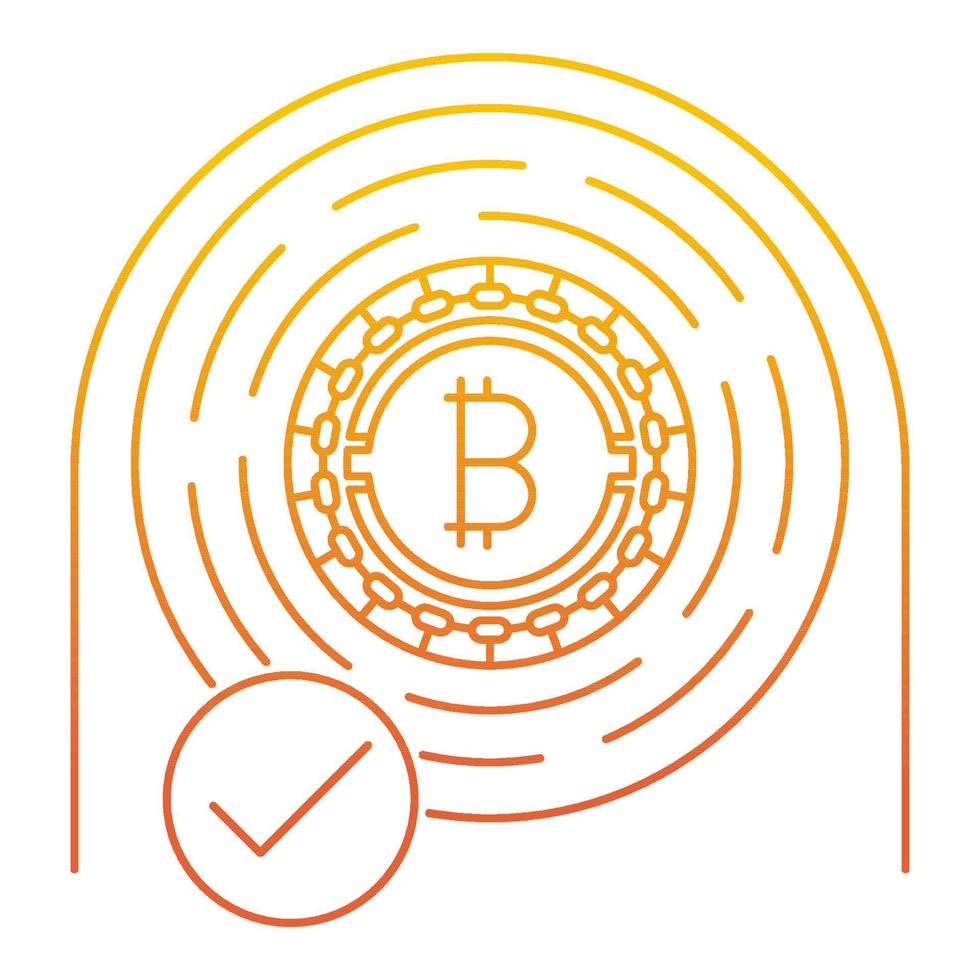 Bitcoin checked icon, suitable for a wide range of digital creative projects. vector