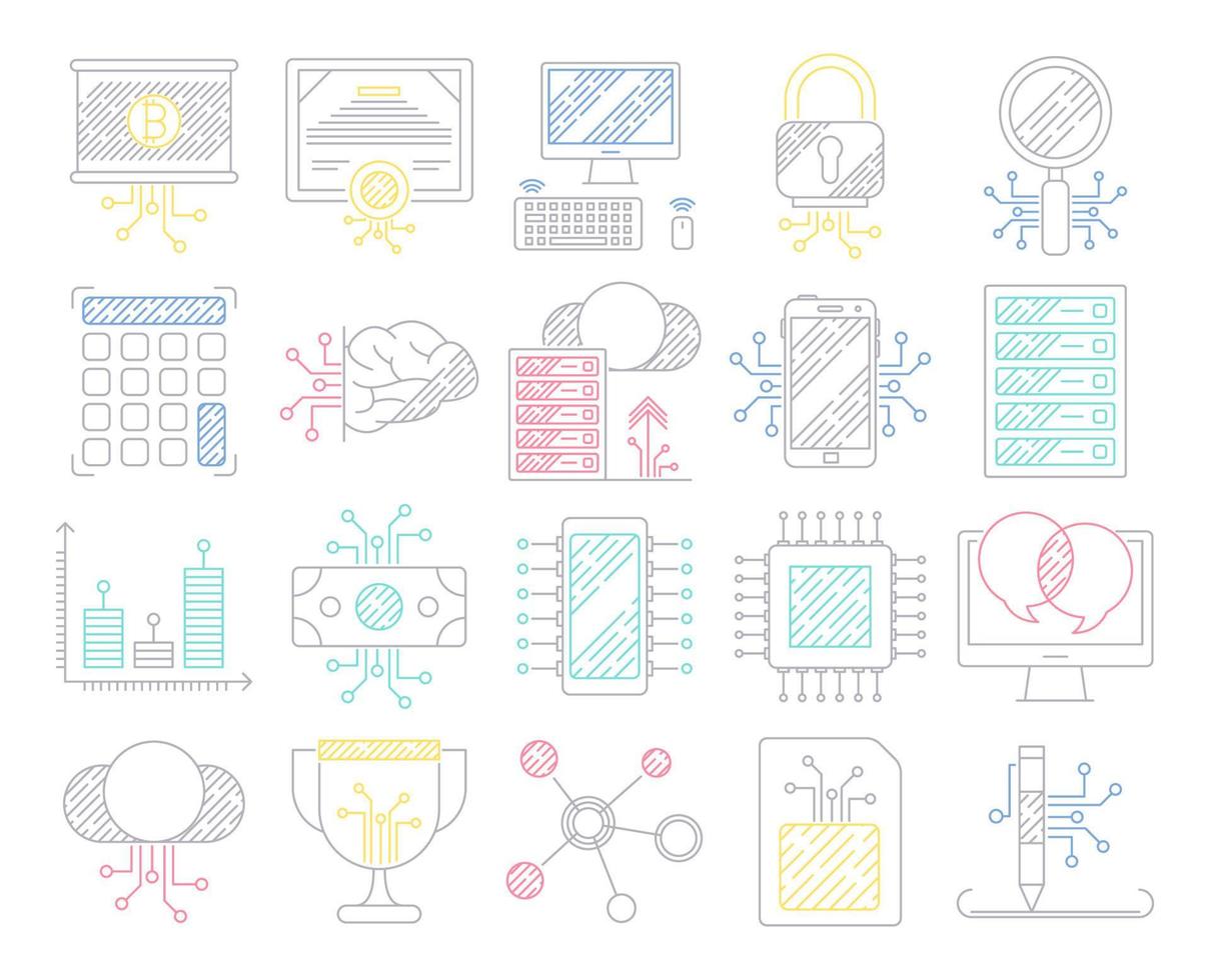 Digital services icons, suitable for a wide range of digital creative projects. vector