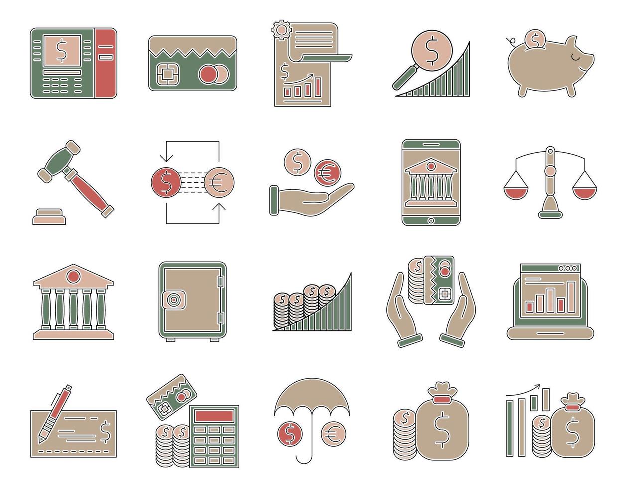 iconos bancarios, adecuados para una amplia gama de proyectos creativos digitales. vector