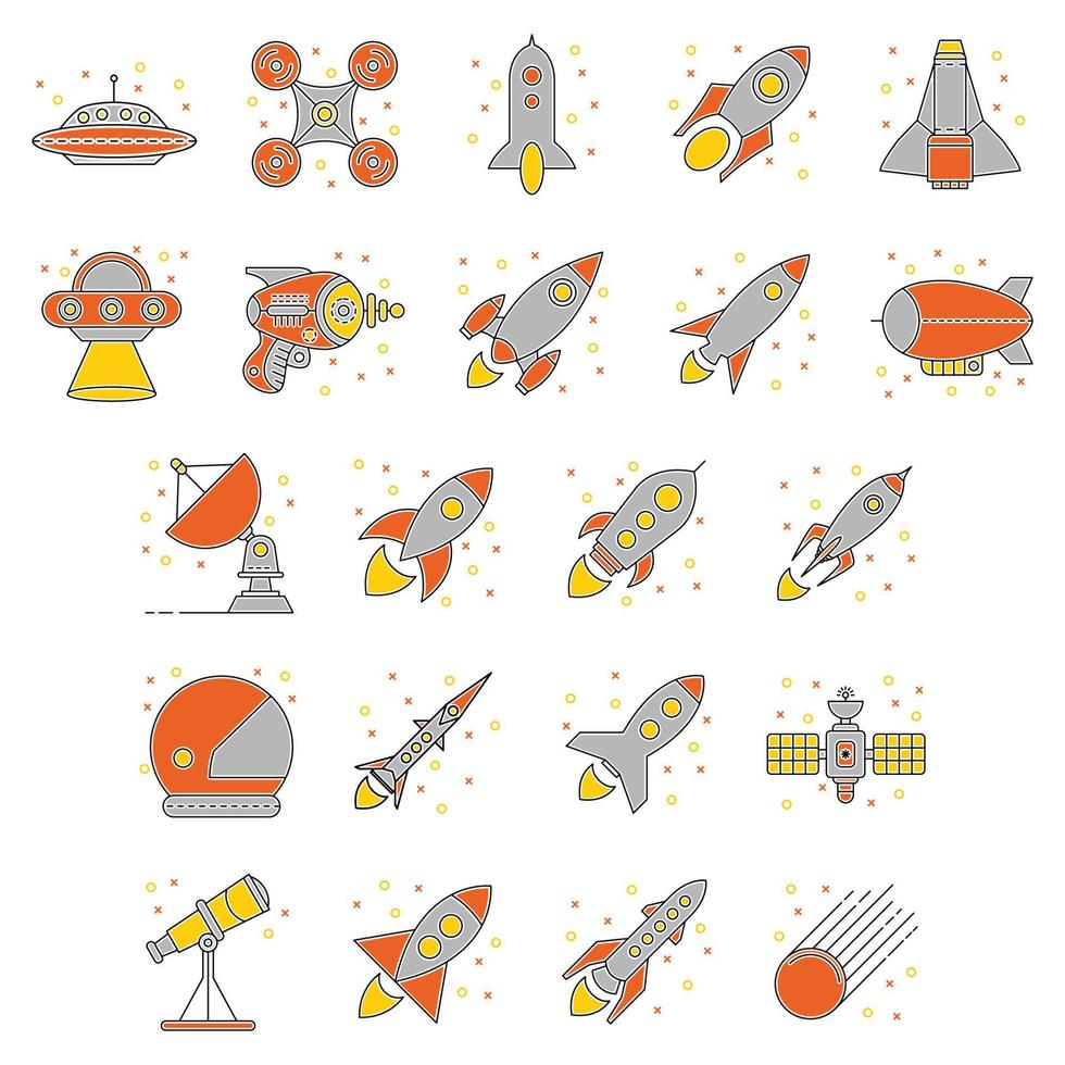Spaceship icons, suitable for a wide range of digital creative projects. vector