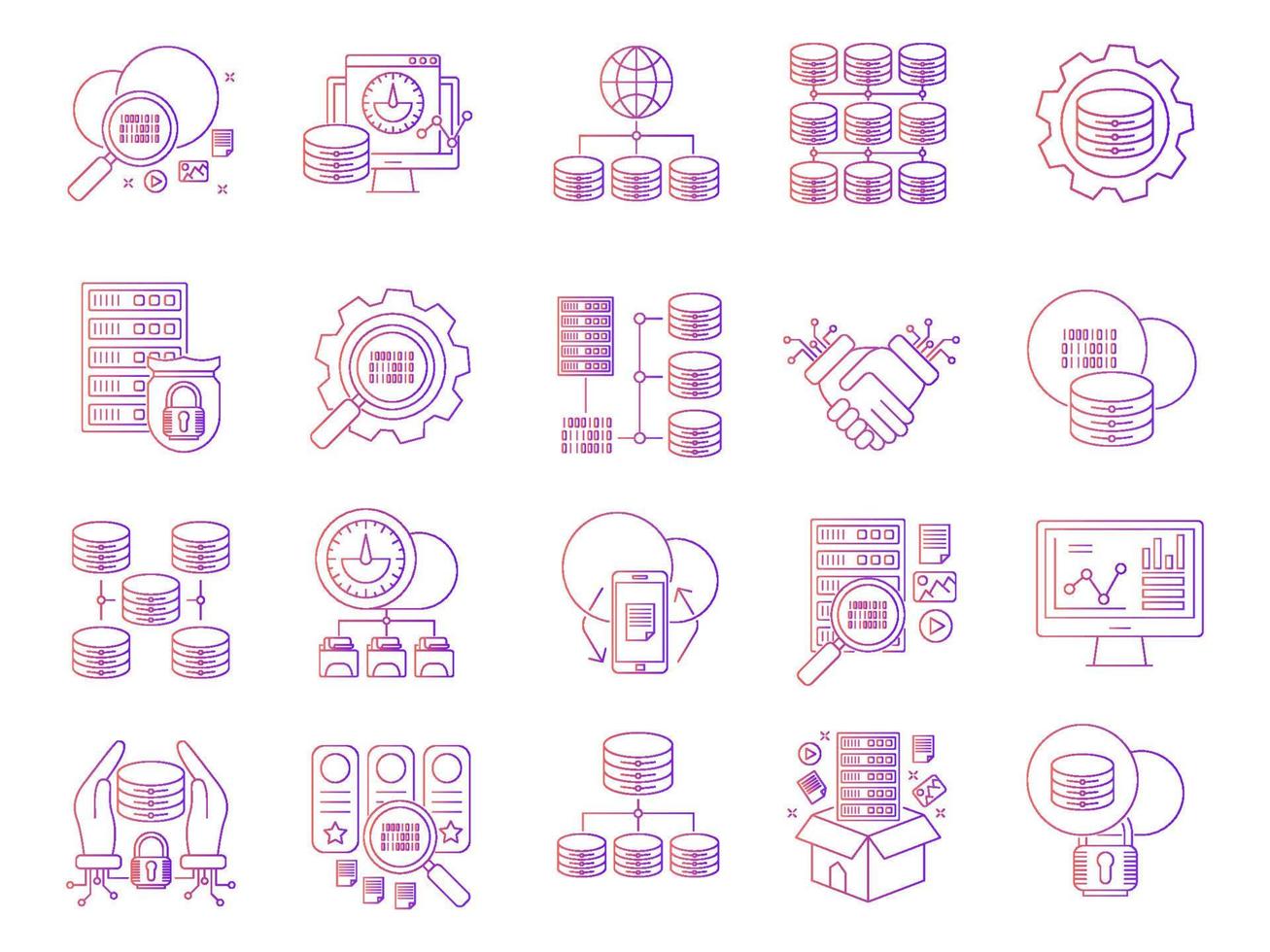 iconos de big data, adecuados para una amplia gama de proyectos creativos digitales. vector