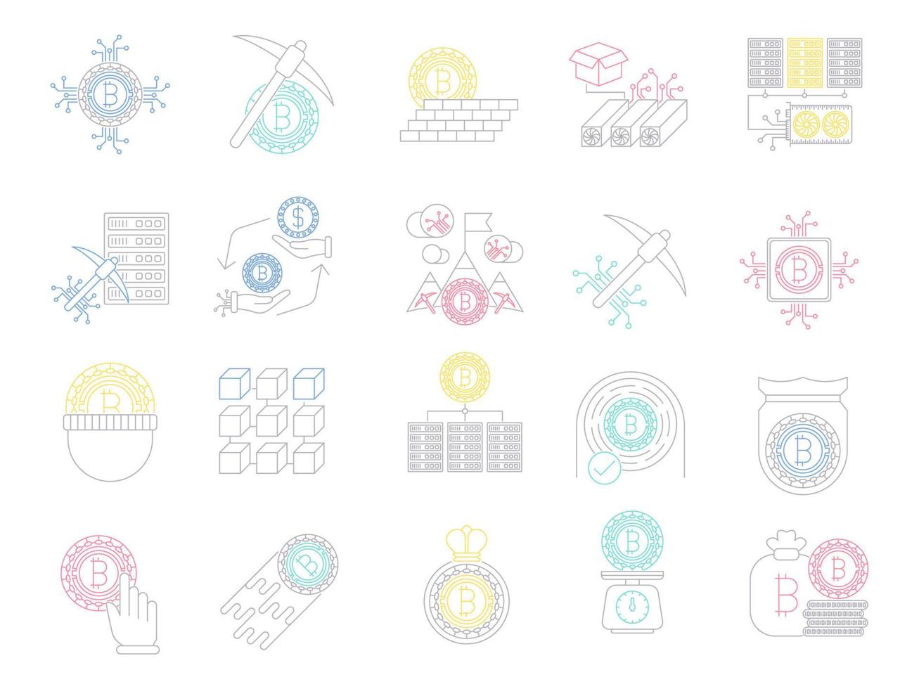 Bitcoin icons, suitable for a wide range of digital creative projects. vector