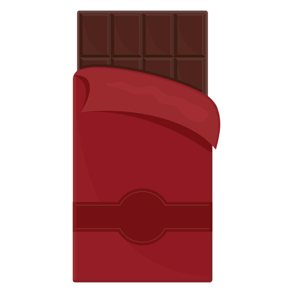 barra de chocolate grande en un paquete, ilustración vectorial aislada en color en estilo de dibujos animados vector