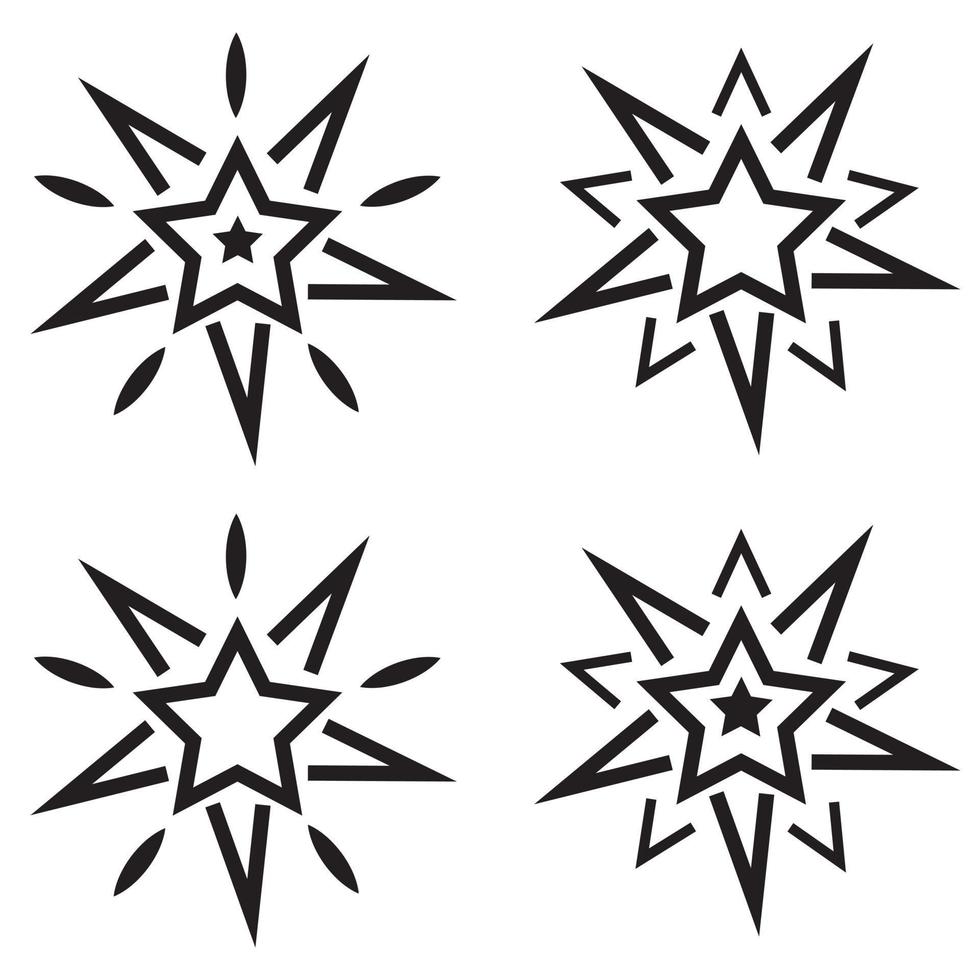 iconos de estrellas. estrellas centelleantes. destellos, explosión brillante. símbolos vectoriales de navidad aislados vector