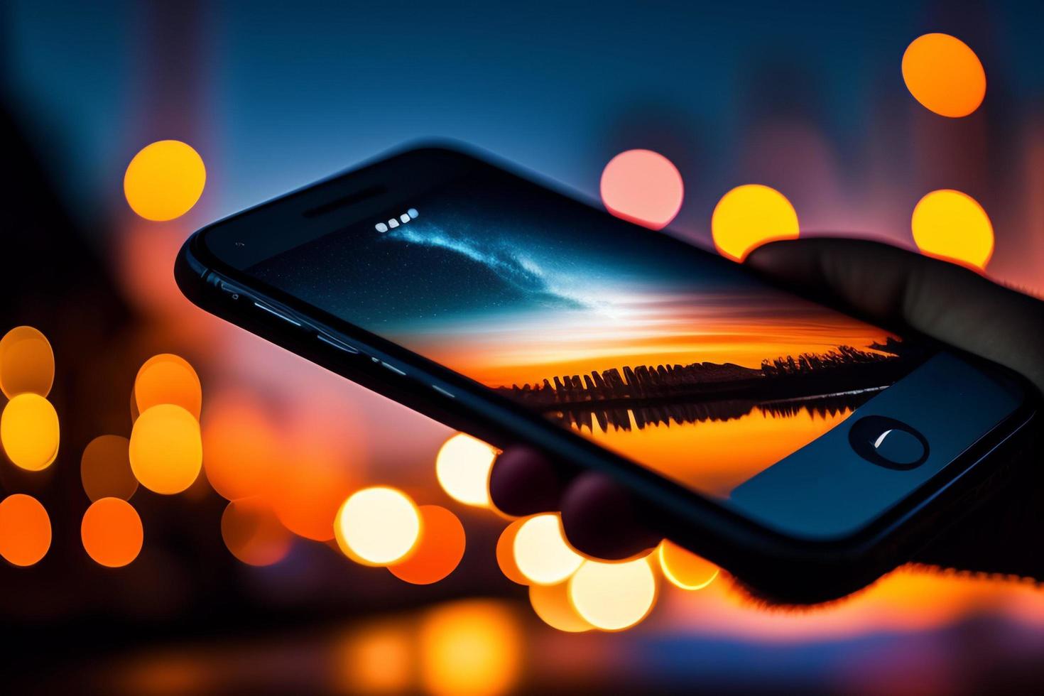 Mobile Smartphone. New shiny mobile cell phone. modern mobile phone template. photo
