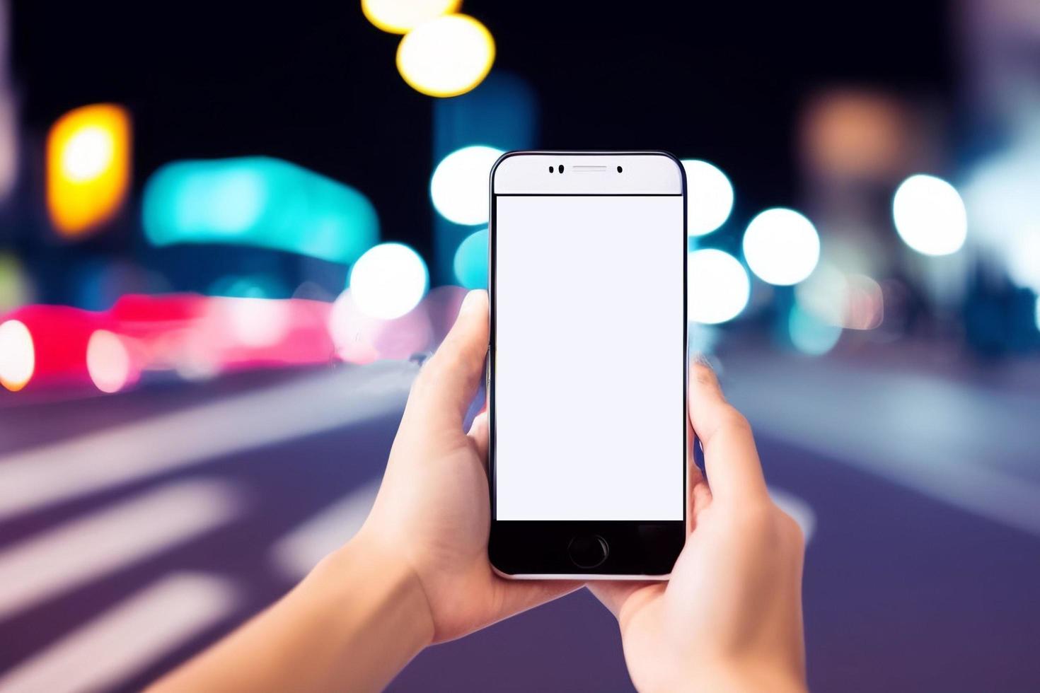 Mobile Smartphone. New shiny mobile cell phone. modern mobile phone template. photo