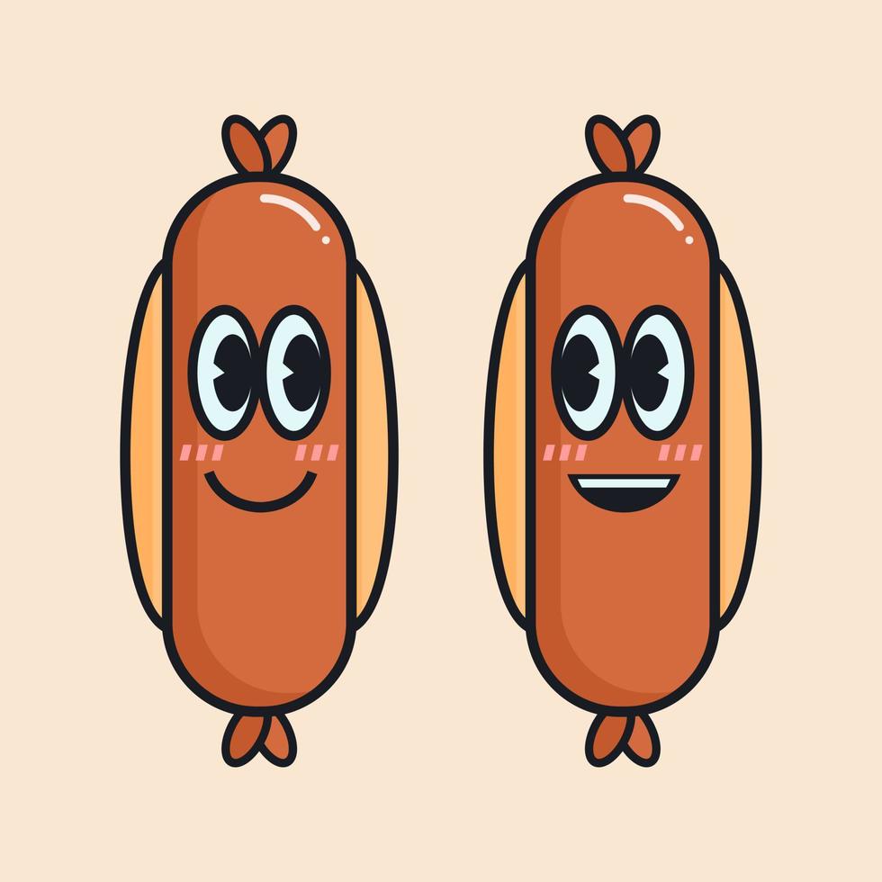 personaje de dibujos animados lindo hotdog comida rápida vector