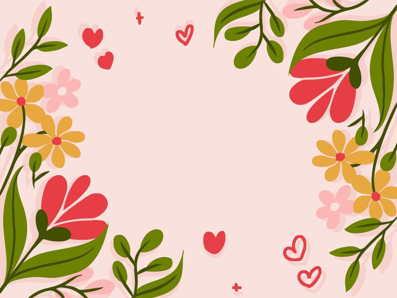 pink background banner with plant decoration vector