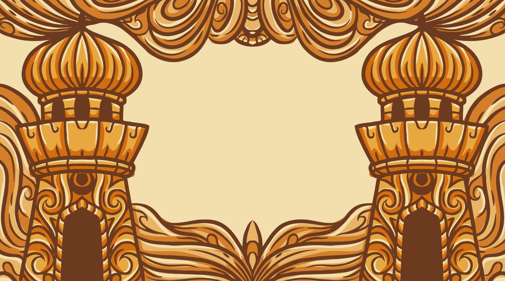 ilustración vectorial de banner de fondo islámico con espacio de copia y color dorado con marco ornamentado vector