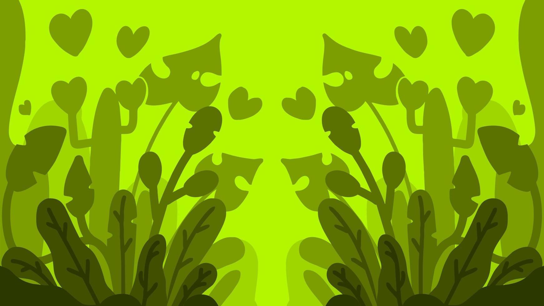 Green background banner with floral decoration vector