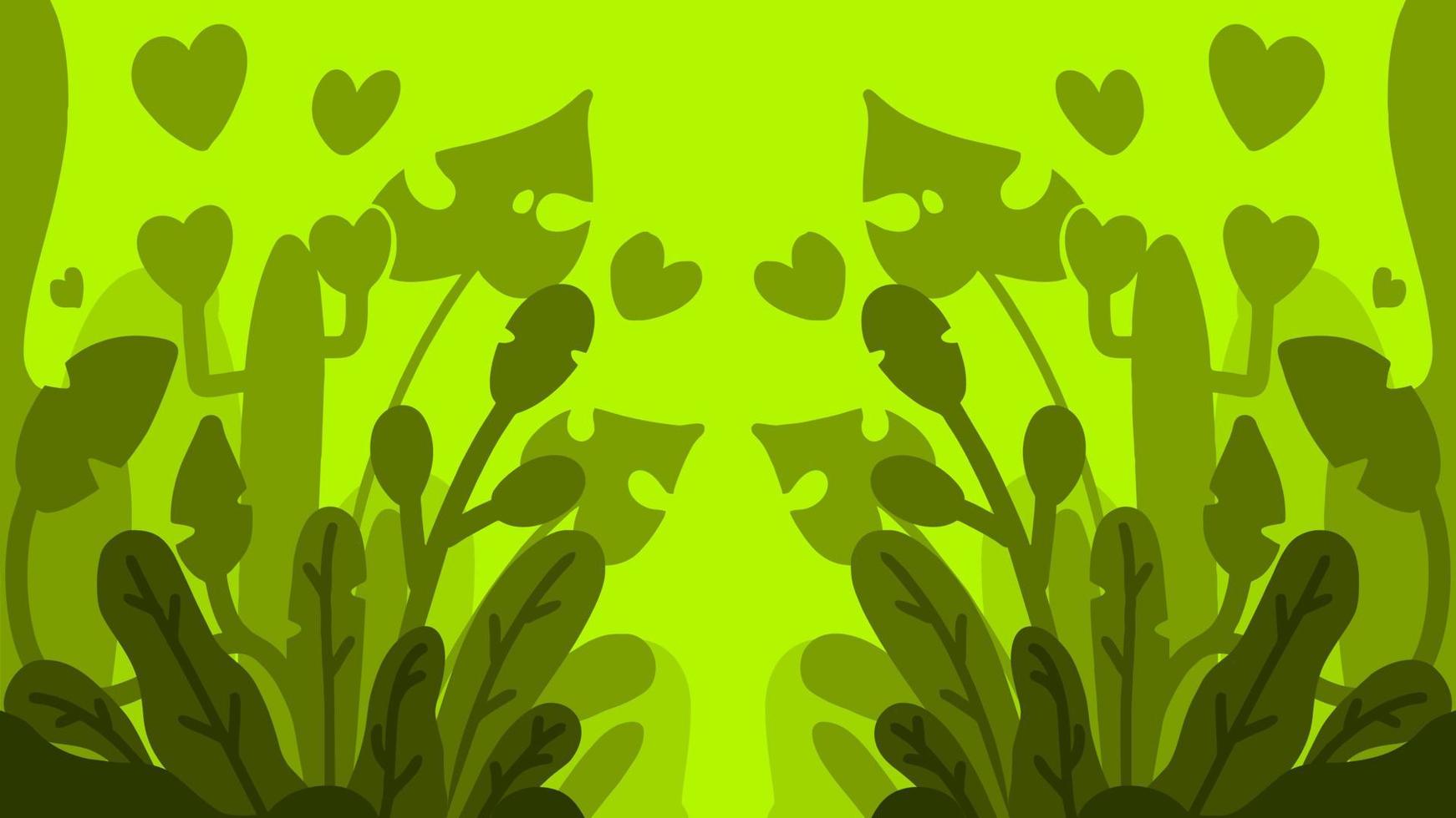 banner de fondo verde con decoración floral vector