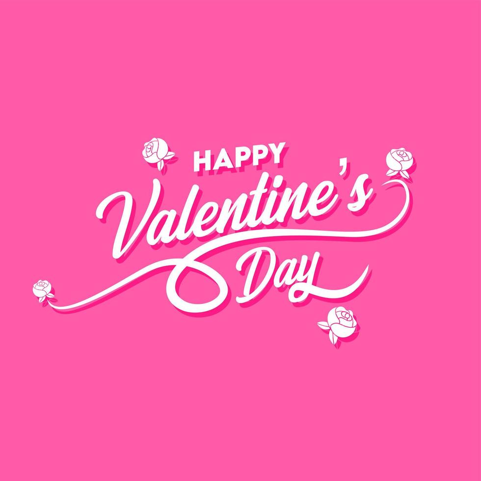 text happy valentines day typography, in pink background vector