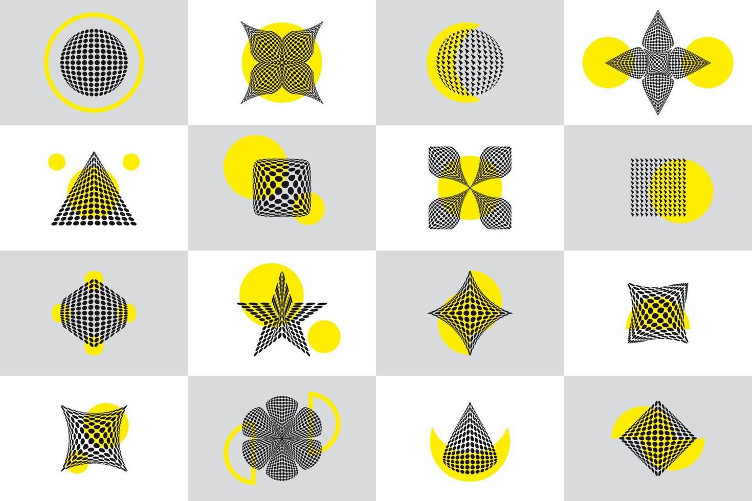 Big set of black textured background. Abstract dotted shapes, round halftone geometric dot gradient and pop art texture. vector