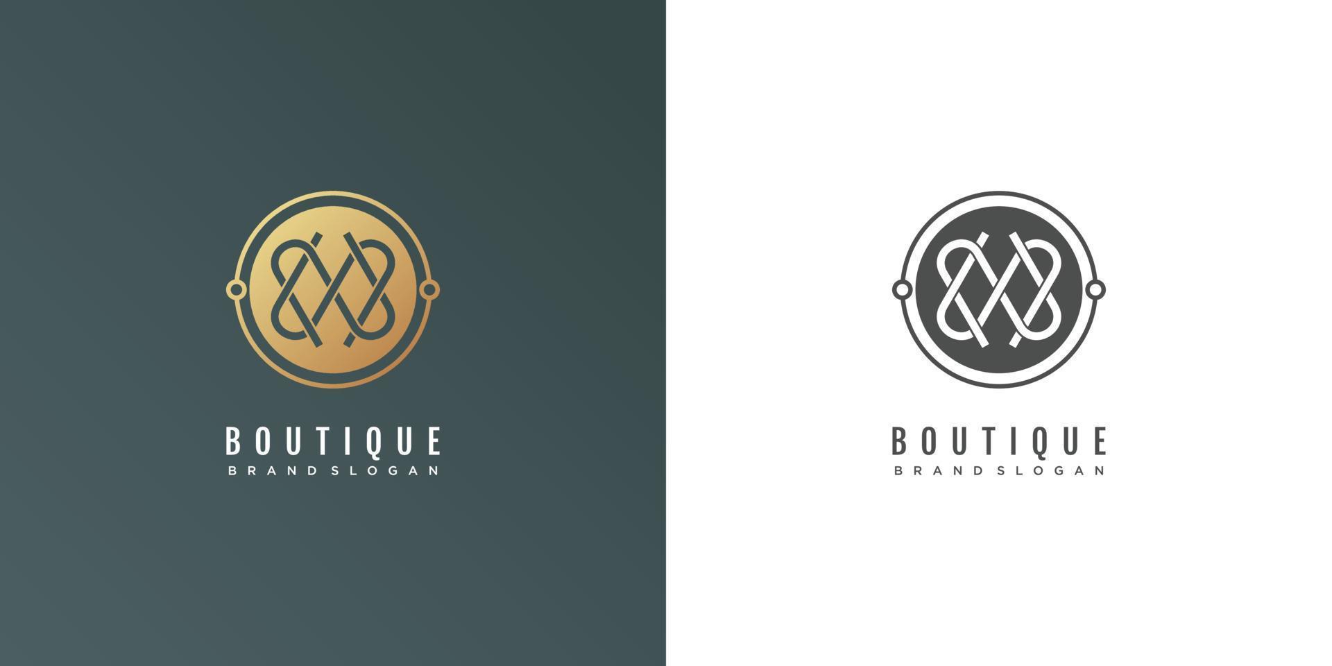 logotipo de boutique con ilustración de vector de icono de diseño de concepto creativo