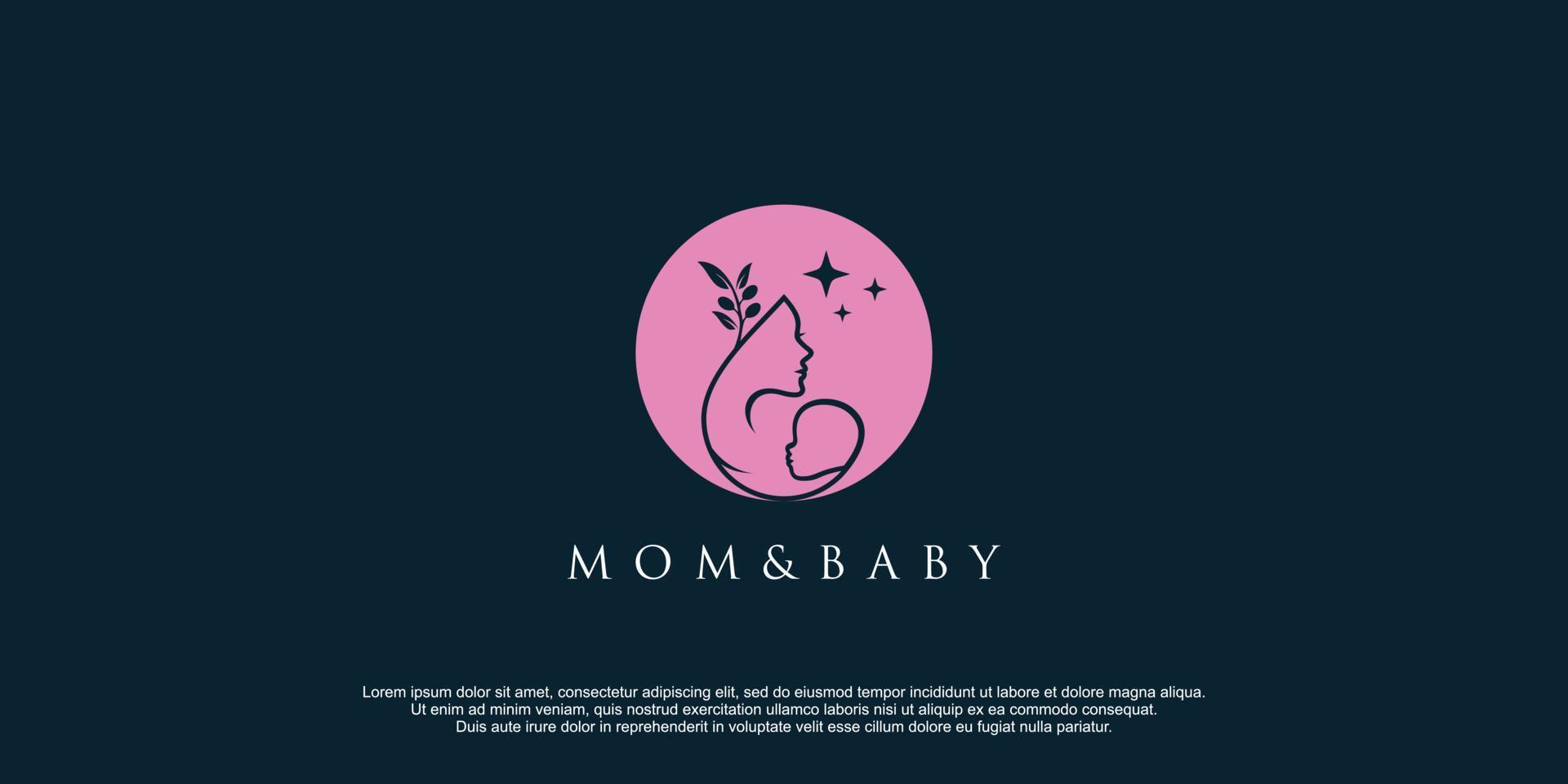 logotipo de mamá y bebé con ilustración de vector de icono de diseño de elemento de oliva