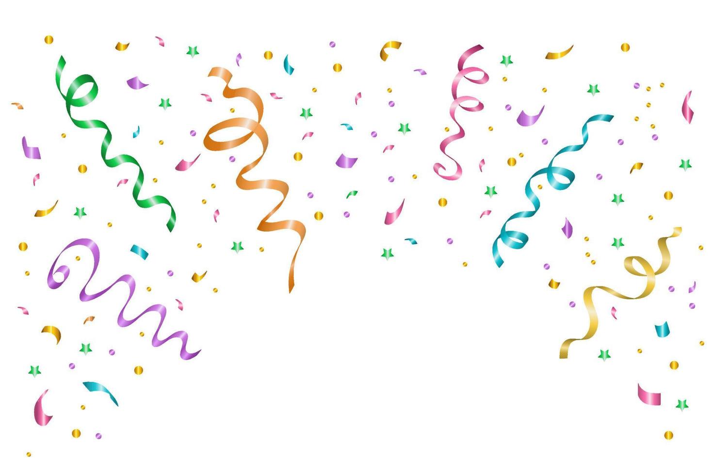 Shiny streamer and confetti ribbons for congratulations and holiday decoration vector