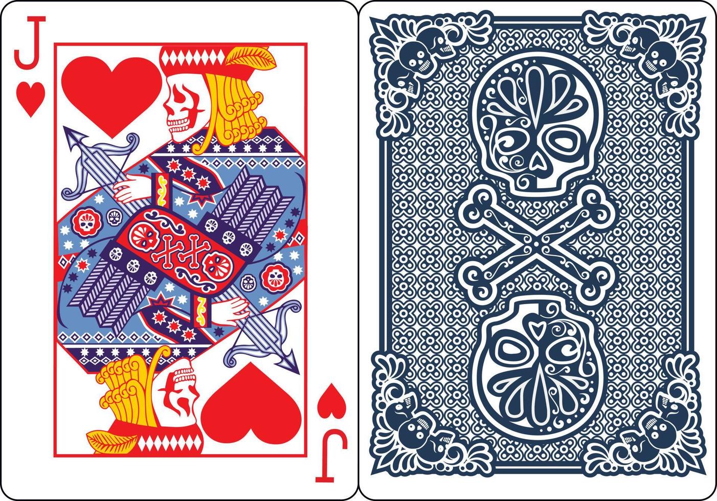 exclusive poker playing cards with skeletons, jack heart vector