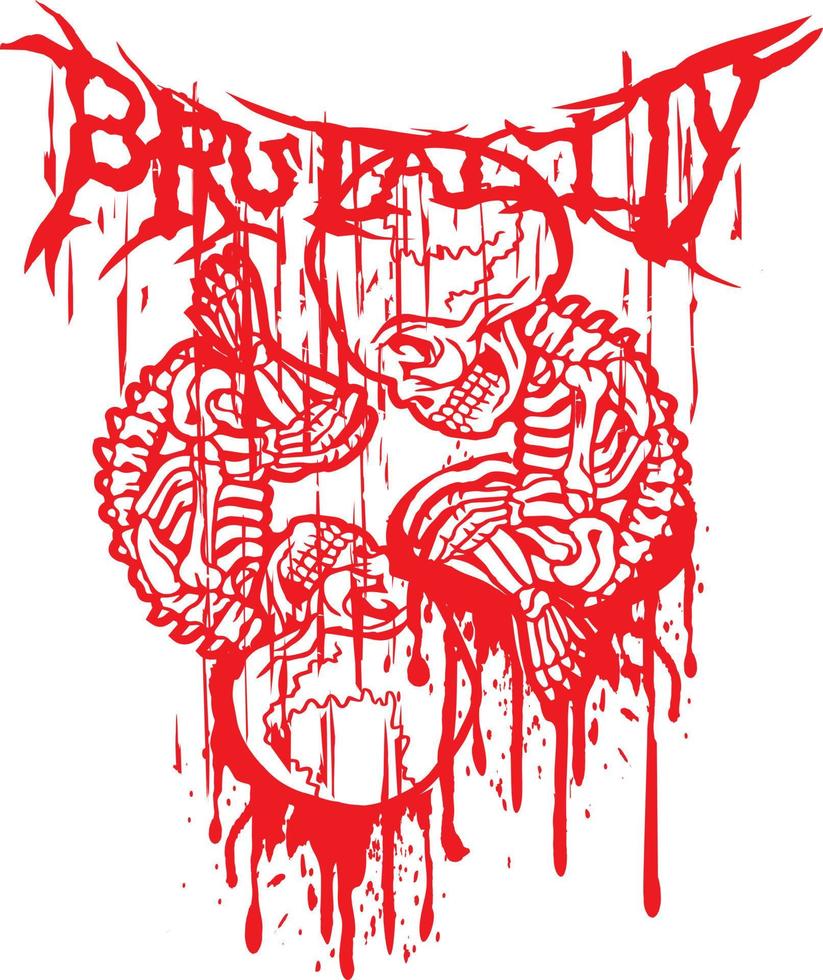 esqueleto de embrión muerto y pentagrama, camisetas de diseño vintage grunge vector