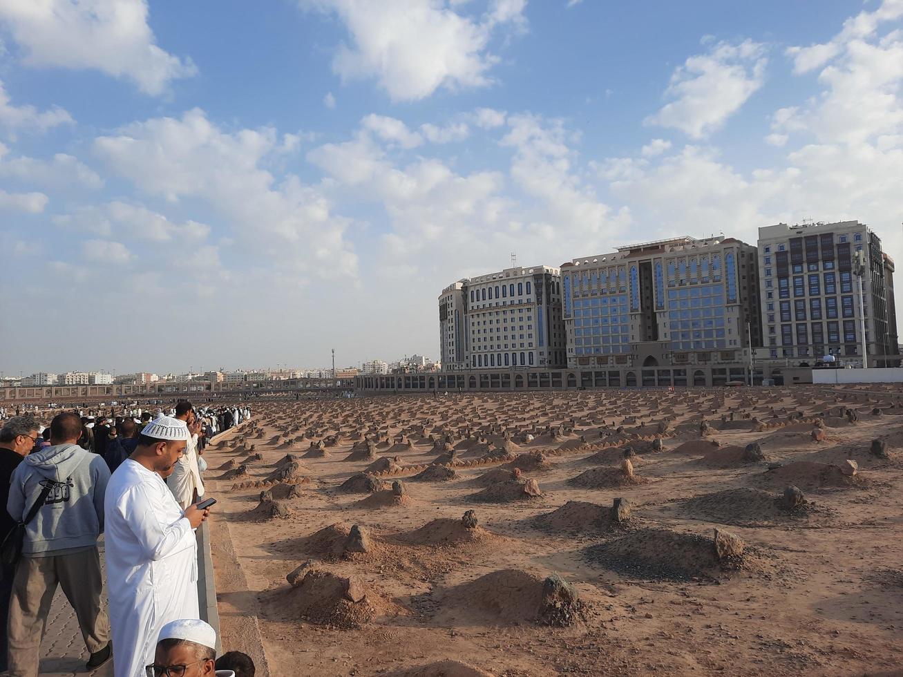 Medina, Saudi Arabia, Dec 2022 - An evening view of the Jannat al-Baqi cemetery, located some distance from Masjid al-Nabawi. photo